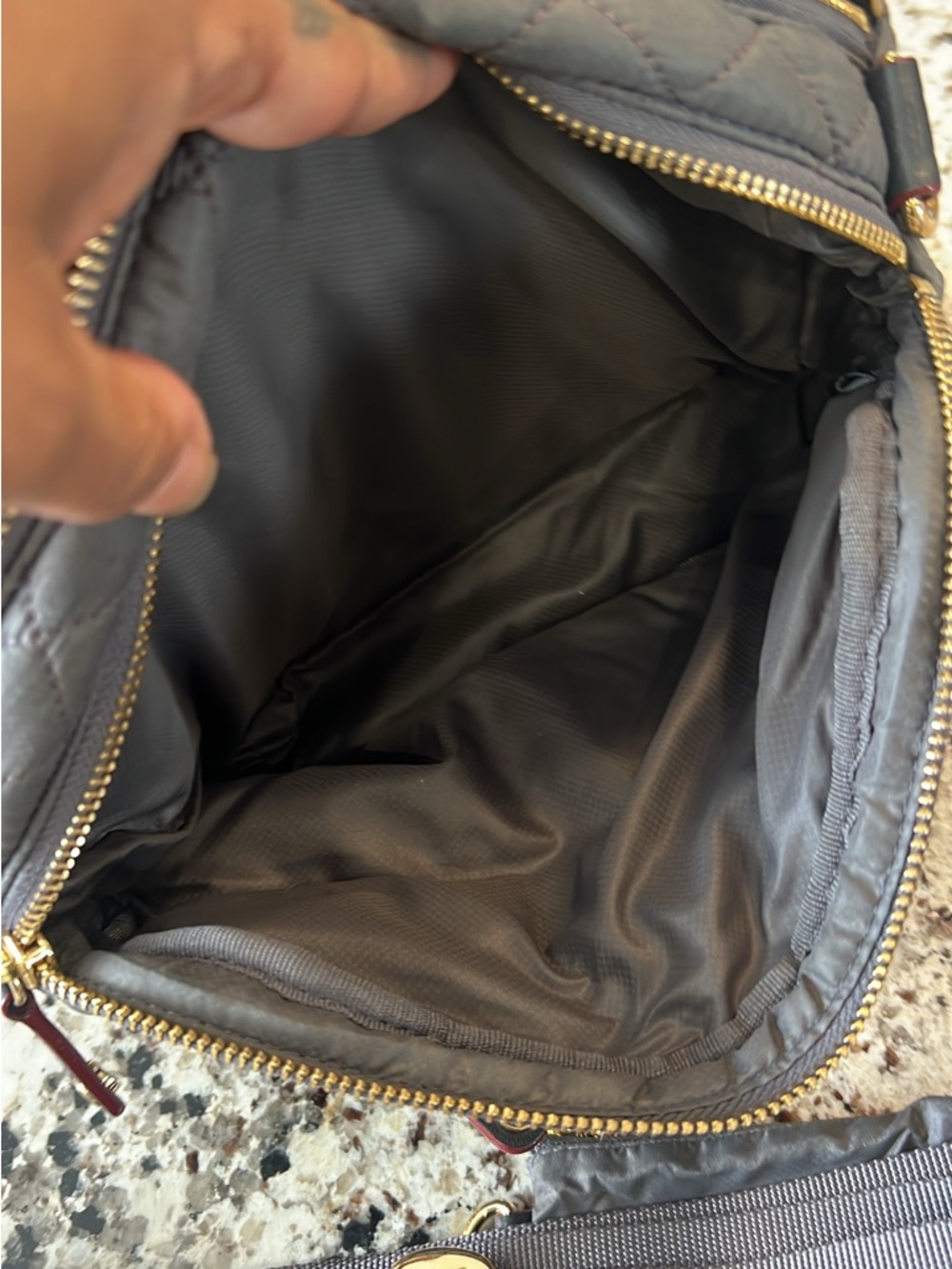 MZ Wallace Quilted Crossbody Bag in Charcoal with Gold Hardware - Picture 8 of 11